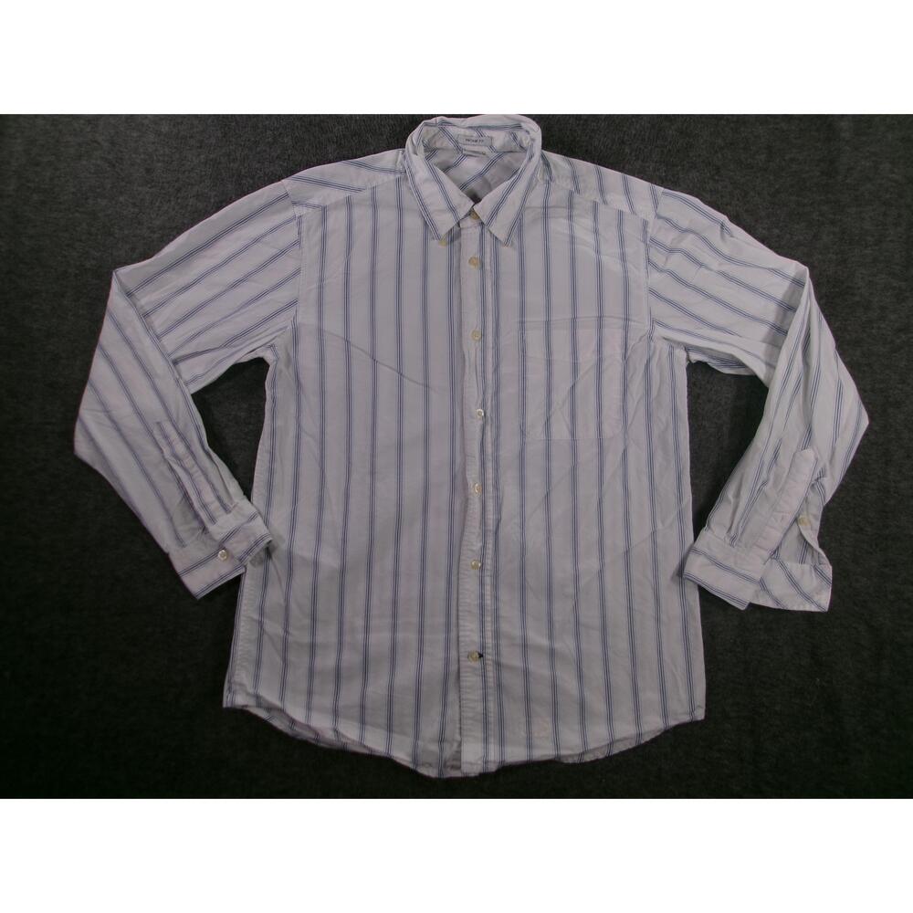 Old Navy Shirt Mens Medium Blue Striped Classic Preppy Vintage Fit Office Causal